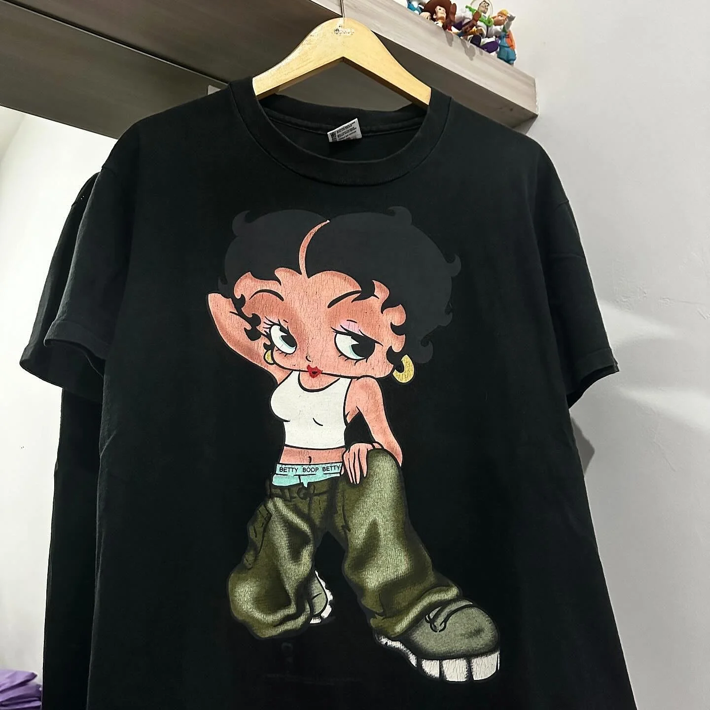 Classic American Retro Hot Girl Cartoon Design Short Sleeve T-Shirt Large Size College Style Cotton Breathable round Neck Tee