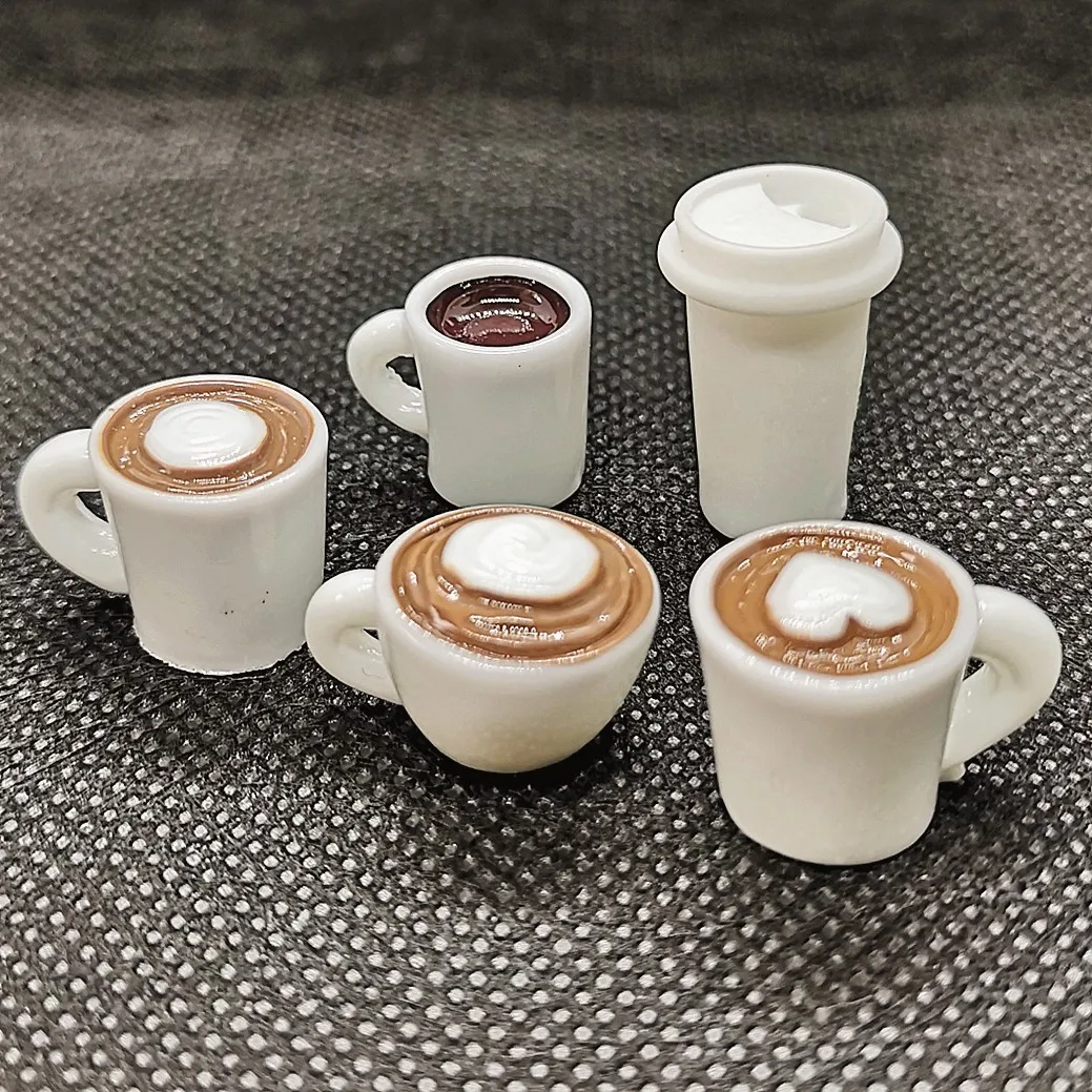 10 stücke Harz Simulierte Mini Kaffee Tasse Für DIY Telefon Fall Dekor Hause Miniatur Lebensmittel Spielen Flasche Für Küche Spielzeug Puppenhaus – Detail 10