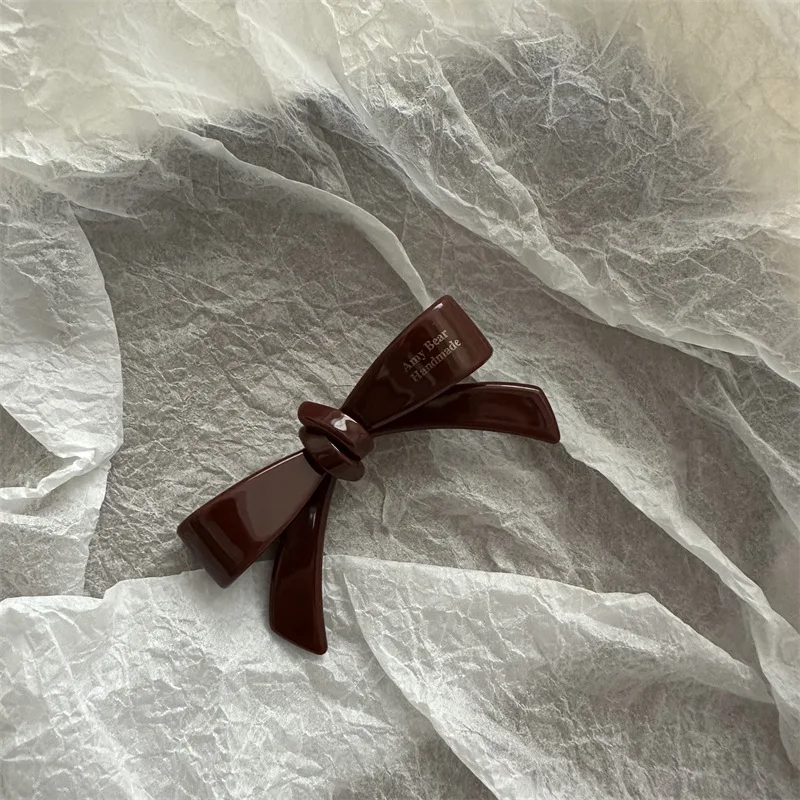 Korean Style Girly Heart Acetic Acid Bow, Sweet Side Bangs Clip, Duckbill Clip, Hair Clip, Side Clip Hair Accessory For Women