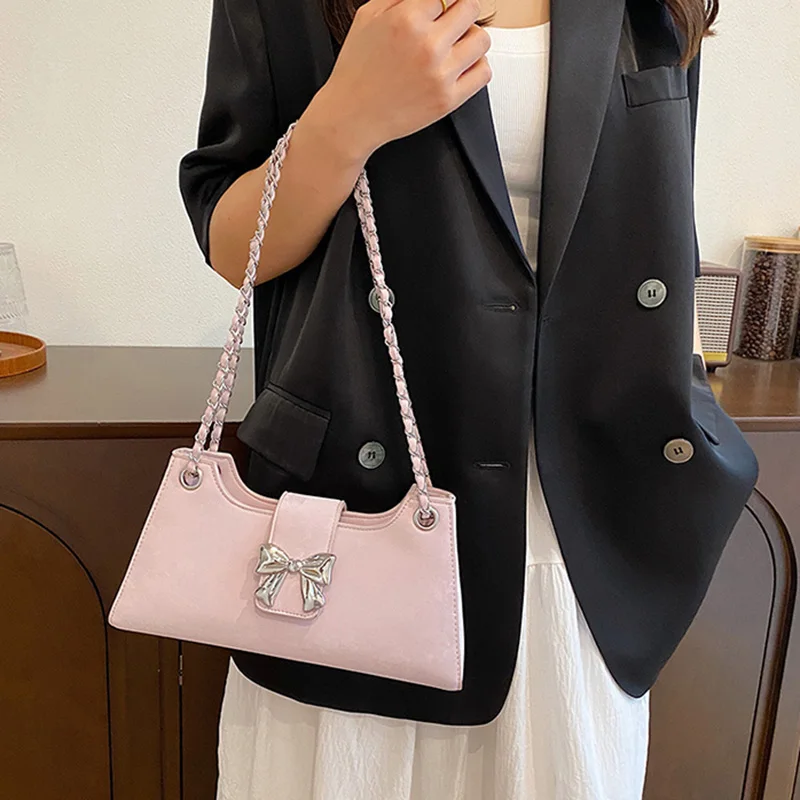 

Korean Style Chains Crossbody Bag Women 2025 New Design Pu Leather One Shoulder Bags Texture Large Capacity Underarm Pouch