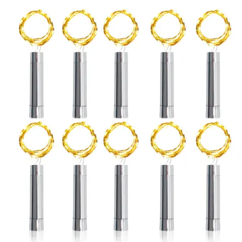 10PCS 20LED Sliver Wine Bottle Cork Light AA Battery Operated Fairy String Light Cork Bottle Light for DIY Christmas Party Decor