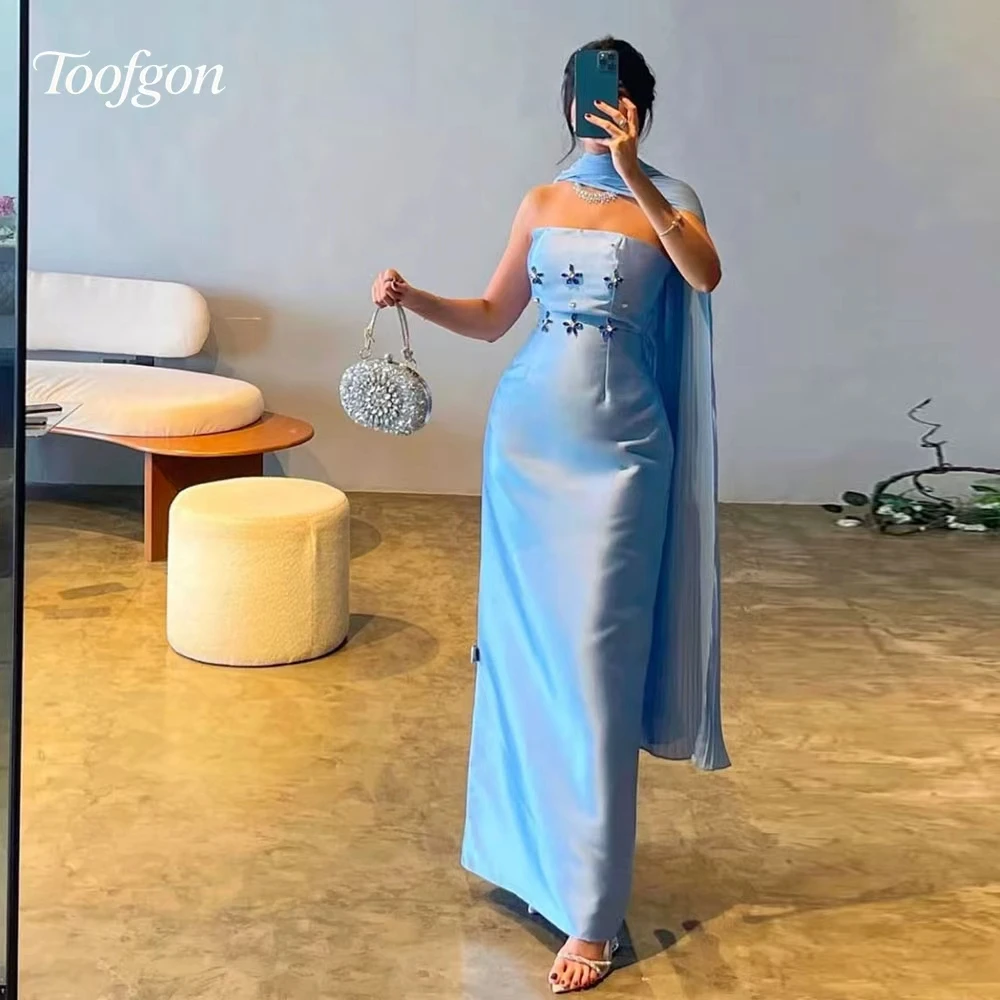 

Toofan Русалка Кристаллы Бисер Вечерние платья Индивидуальные небесно-голубые длинные шали Вечернее платье для торжественных случаев Платье для выпускного вечера в Саудовской Аравии