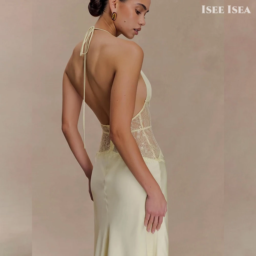 홀터 절묘한 이브닝 드레스 여성용 쉬폰 바닥 길이 코르셋 이브닝 가운 فستان سهرة 댄스 파티 드레스 맞춤형