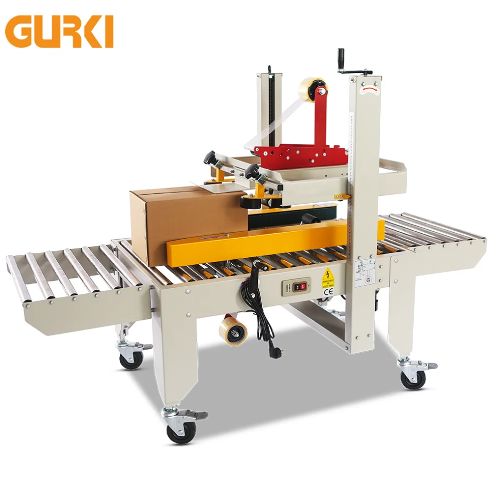 

GURKI Semi-Automatic Milk Carton Box Tapping Packing Sealer Machine Box Seal Adhesive Sealing Tape Machine