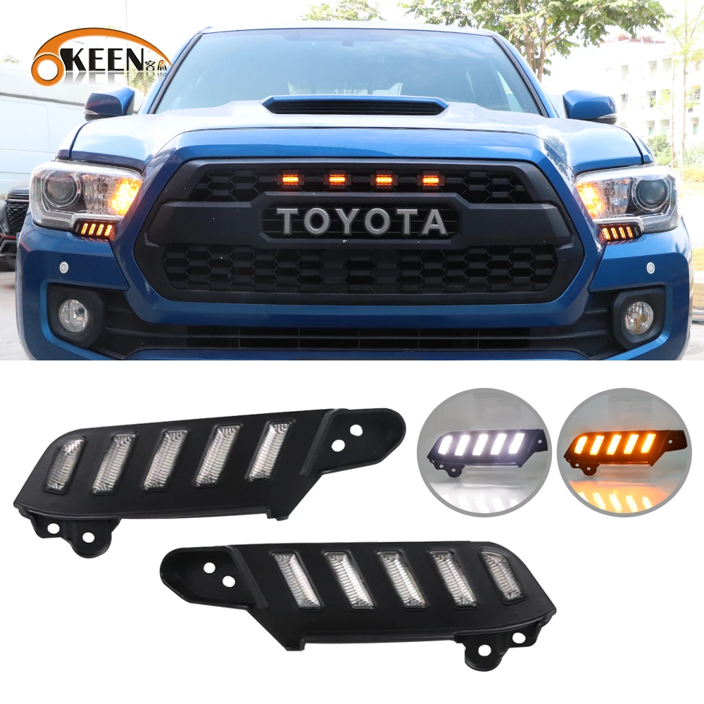 

OKEEN 2pc LED Daytime Running Lights for Toyota Tacoma 2016-2020 Car Driving Turn Signal Lights 12V Auto Headlights