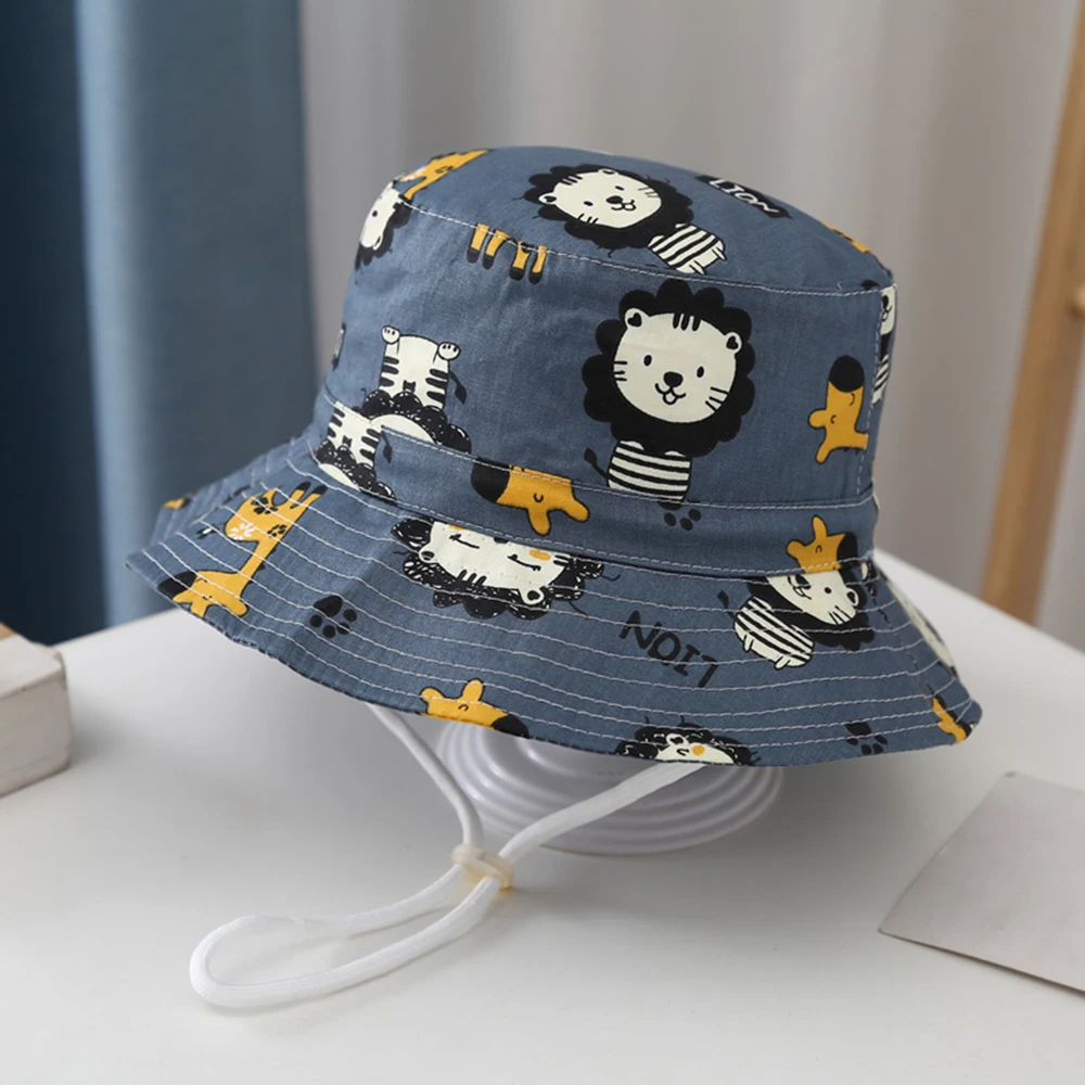 Kids Panama Caps Cartoon Lion Baby Bucket Hat Summer Outdoor Boy Girl Fisherman Sun Hats Anti-UV Children Fisherman Beach Cap