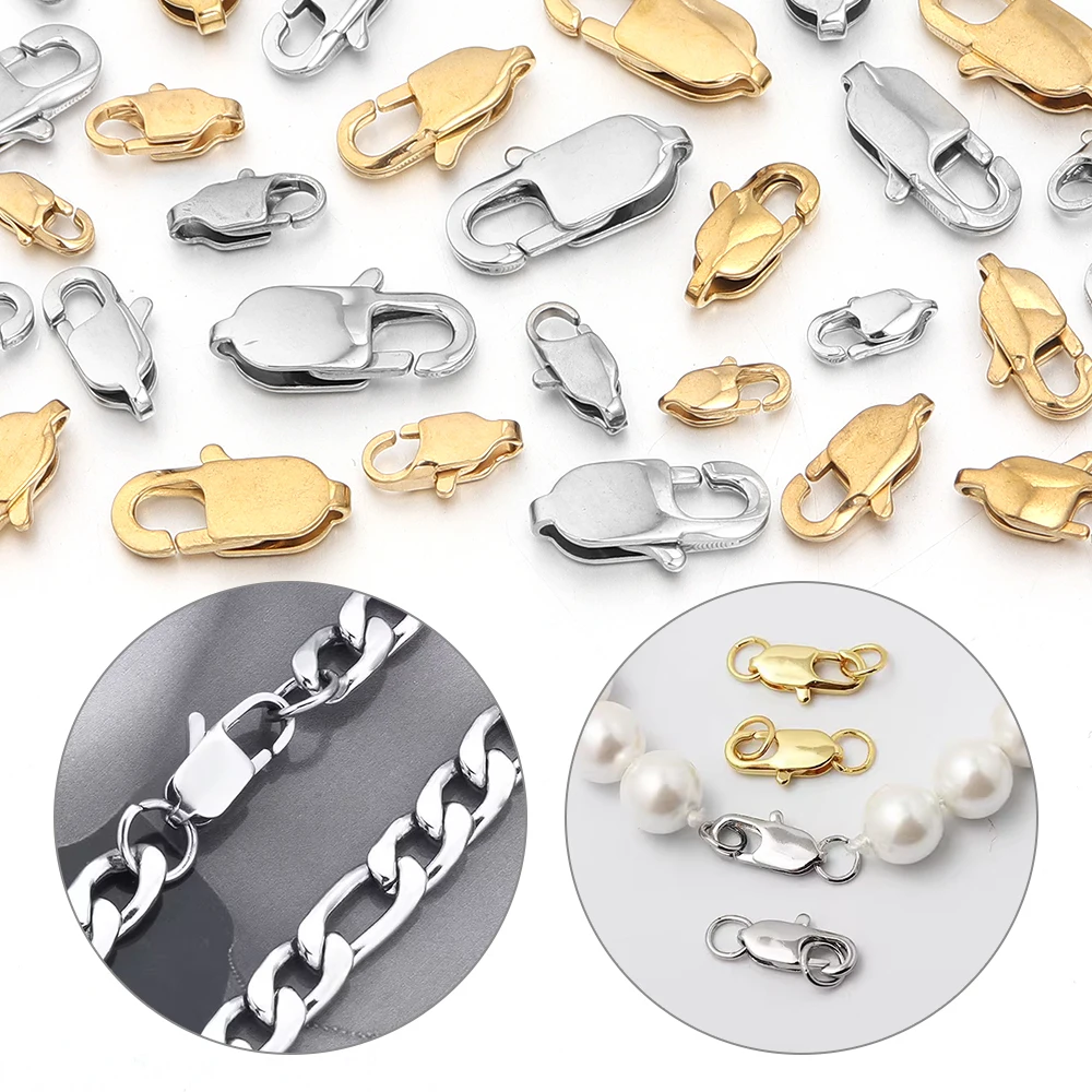 5 Stück/Set Edelstahl Rechteckige Karabinerhaken für Halsketten und Armbänder, Kettenverbinder für DIY Schmuckherstellung Zubehör – Detail 2