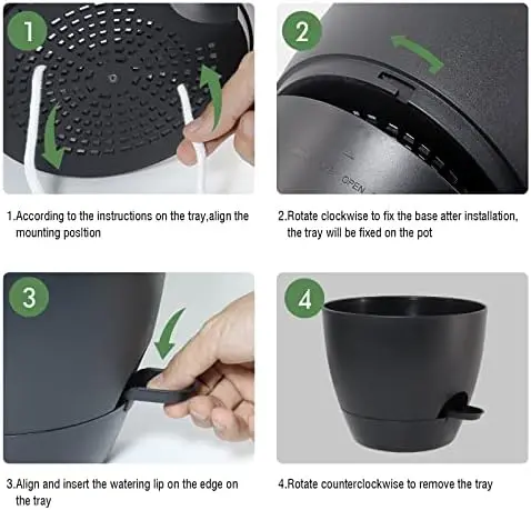 Plantadores com rega automática de 10 polegadas, pacote com 2, pretos