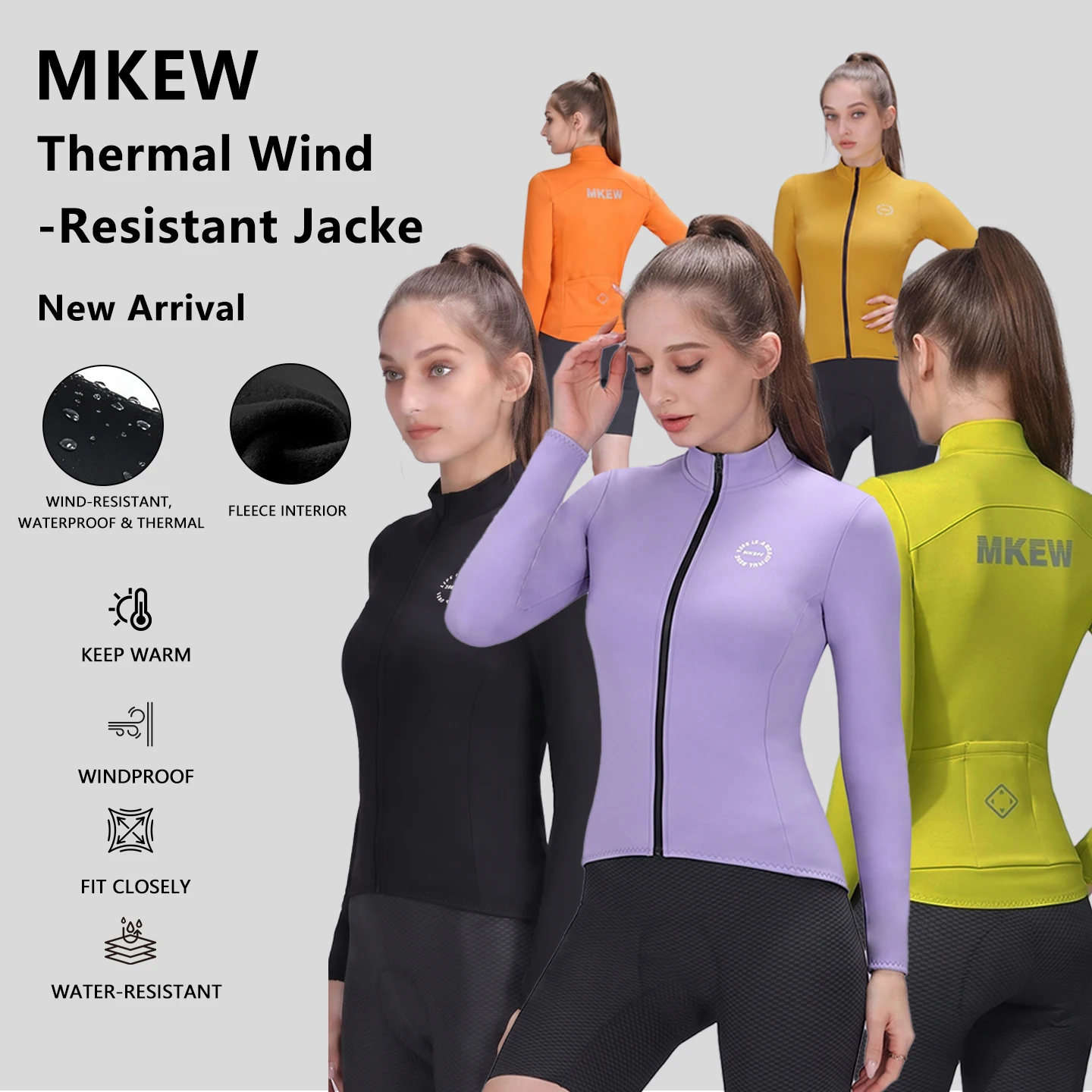 MKEW Winter Cycling Jersey Woman Long Sleeved Biking Clothing Women's Bicycle Jersey Full Zip Road Mountain Top Clothes