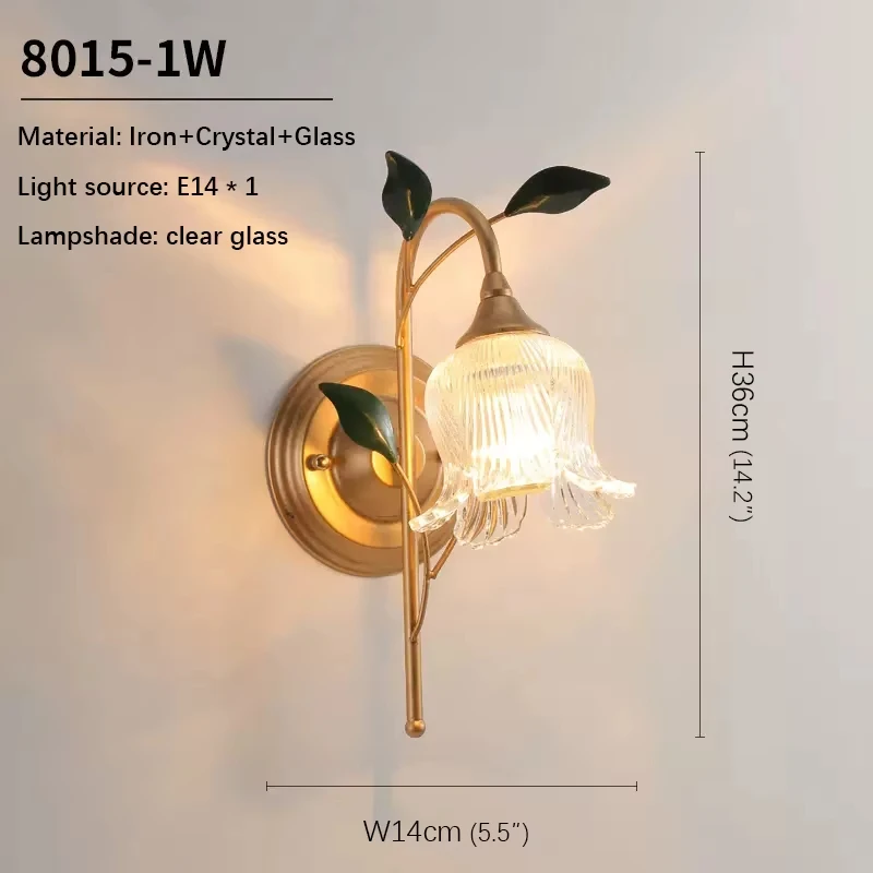 Contemporary Wall lamp French Pastoral LED Creative Flower Living Room Bedroom Corridor Home Decor Sconces Lights