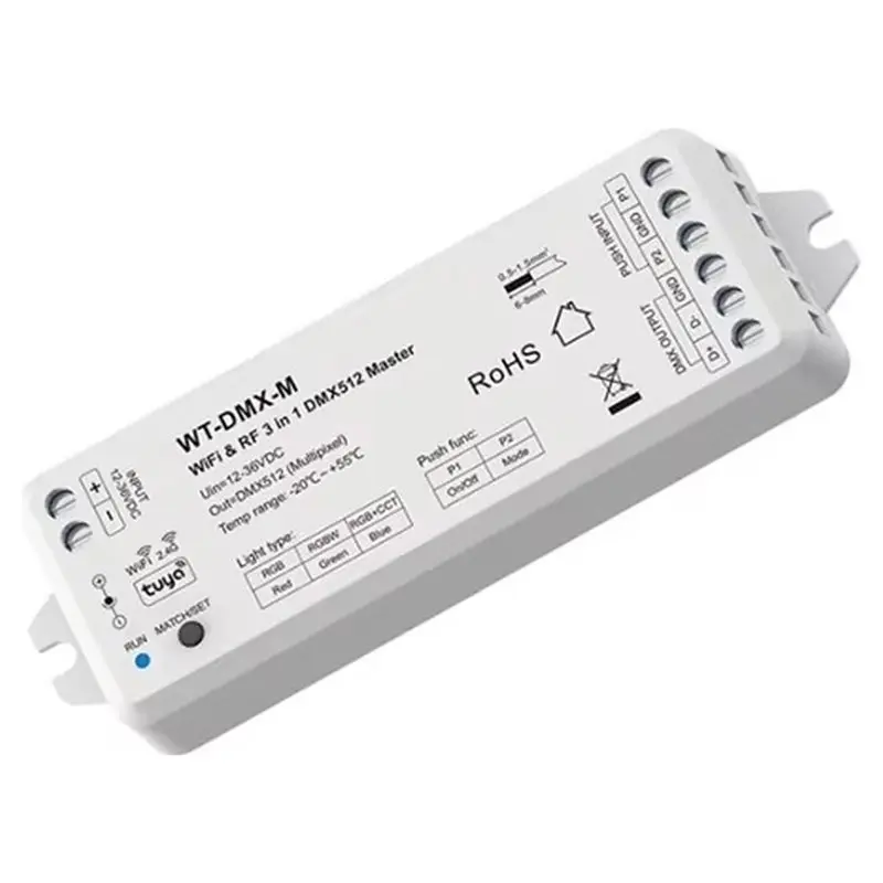 ABKO-WT-DMX-M DMX512 Wifi& RF 3 In 1 RGB/RGBW/RGB+ CCT DC12-36V Master Controller Tuya APP Voice Control For Led Strip Lights