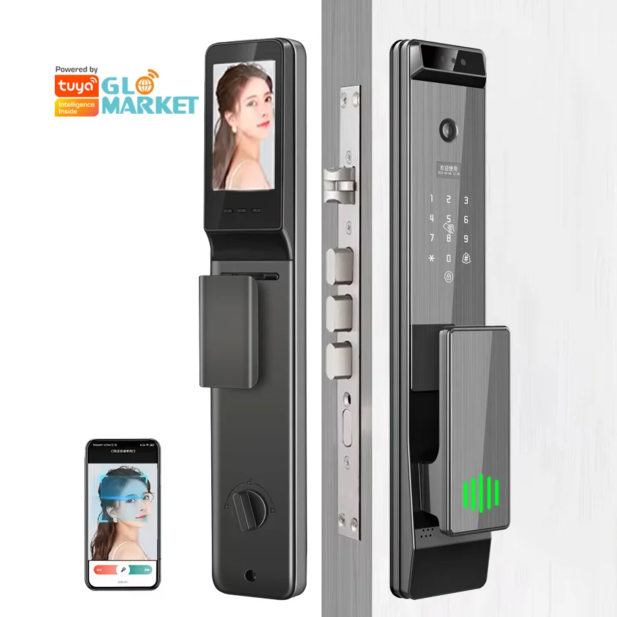 

Glomarket Tuya Wi-Fi дверной замок 3D лицо отпечаток пальца видеодомофон кошачий глаз безопасность автоматический цифровой умный замок
