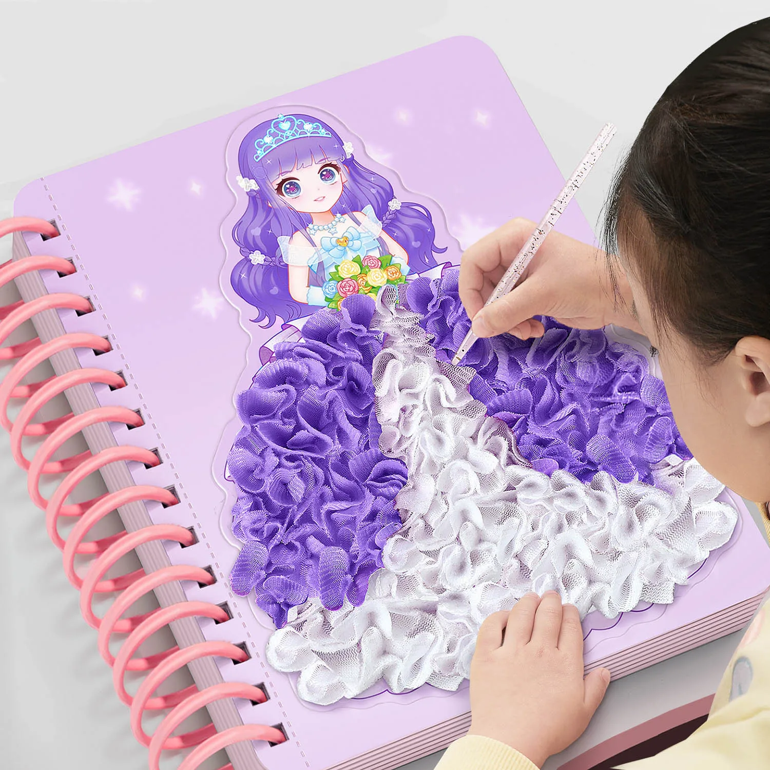 Princess Puzzle Puncture Painting Card Board Poke Set Kids Girls DIY Dress Up Princess Hedgehog Peacock Fabric Poking Art  Toy