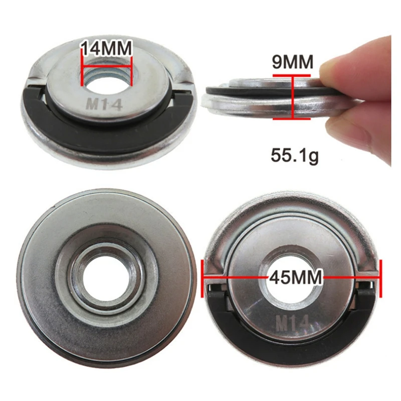 ร้อน! M14 เครื่องบดมุม Quick Release Self-Locking เครื่องบดกดแผ่นหน้าแปลน Nut Power Chuck