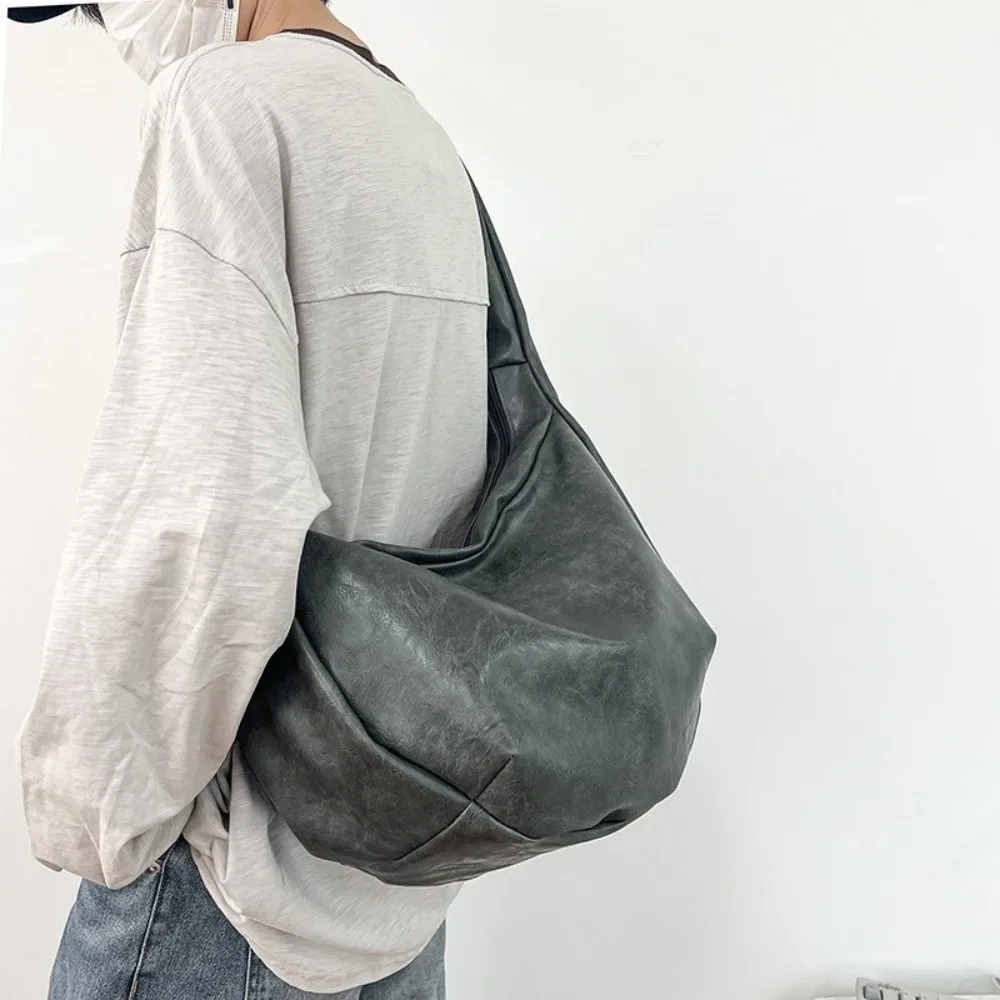 

Сумка на плечо из искусственной кожи в японском стиле, большая вместительная уличная одежда, повседневная нагрудная сумка, крутая многофункциональная мужская сумка для пельменей