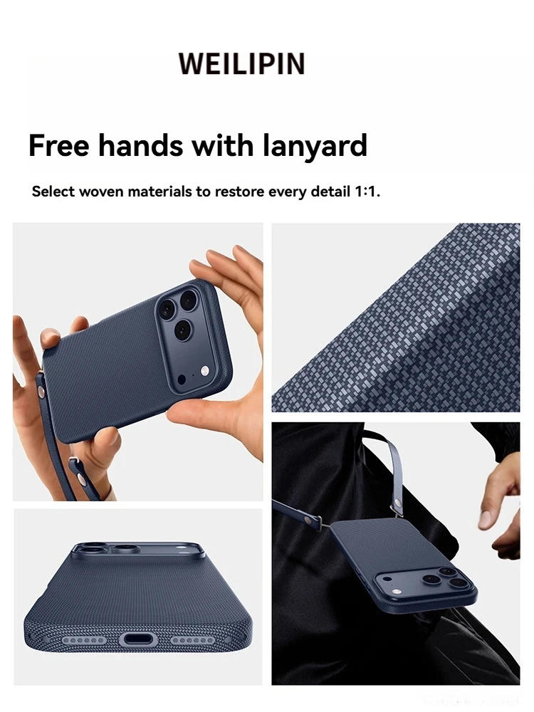 [2025 new] suitable for 17promax mobile phone case, new technology fabric woven lanyard protective sleeve, magnetic body anti-D