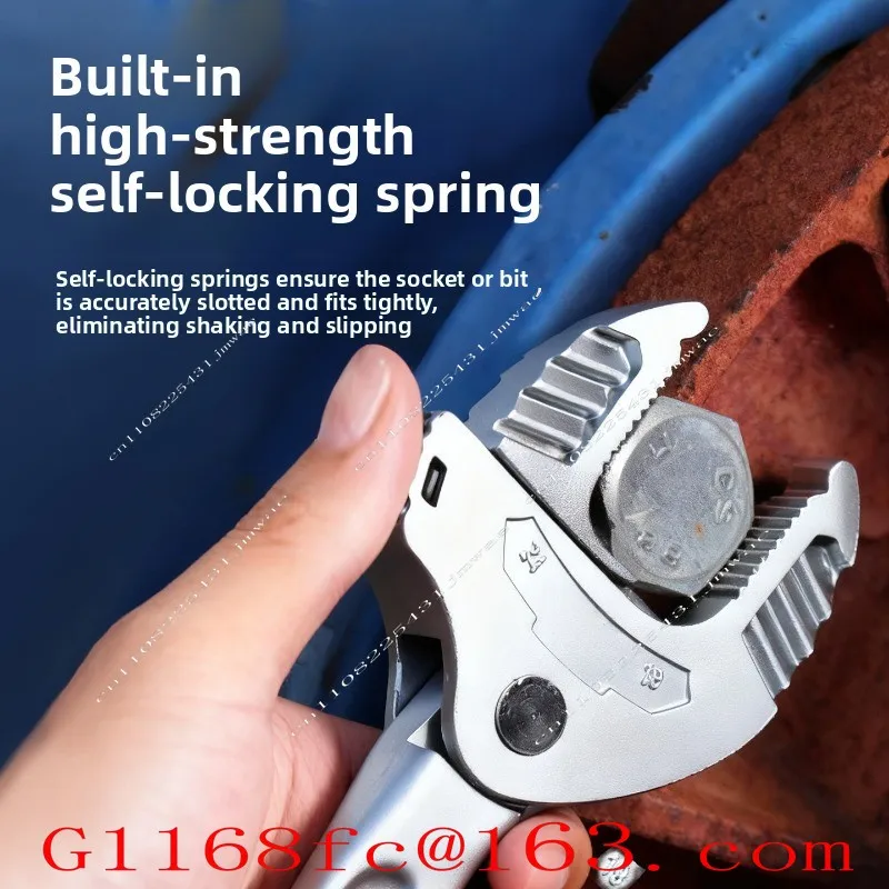 High Hardness 32mm Large Opening Adjustable Wrench, Multifunctional Chrome Molybdenum Steel, Labor-saving Ratchet, Adjustable