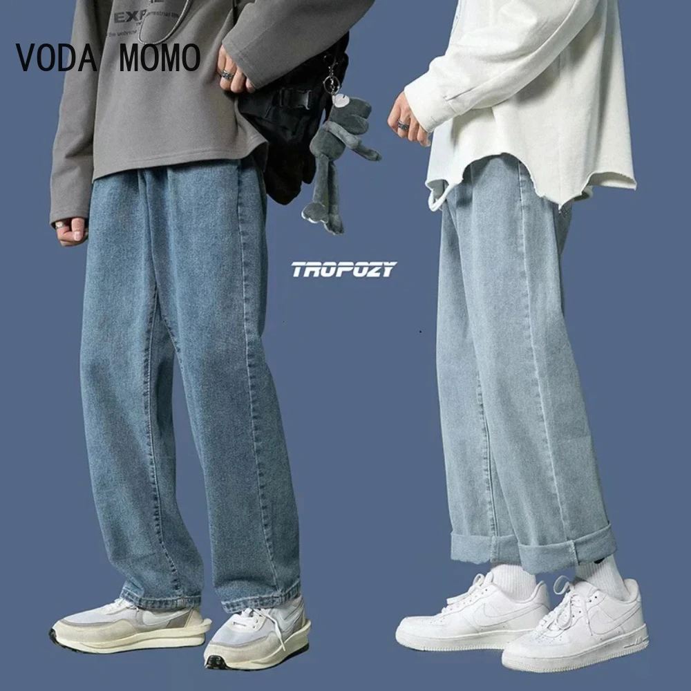 

Korean Fashion Men Wide Leg Jeans 2022 Autumn New Streetwear Straight Baggy Denim Pants Male Trousers jeans for men biker jeans