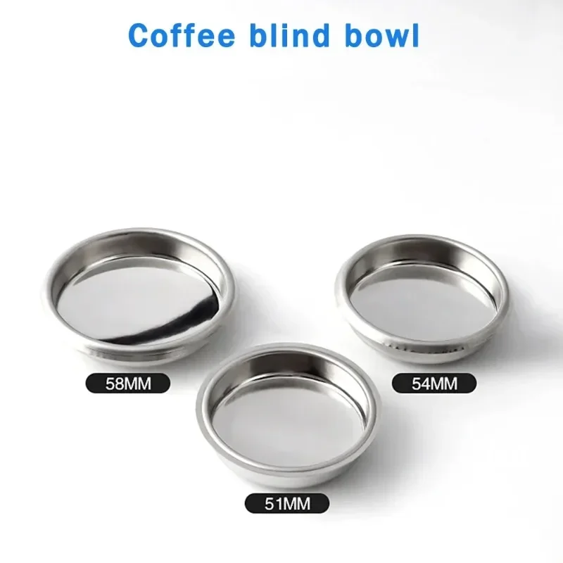 51/54/58mm Stainless Steel Coffee Cleaning Blind Bowl Coffee Backwash Blind Cup Non-porous Filter Cup Cleaning Bowl Coffee Tool