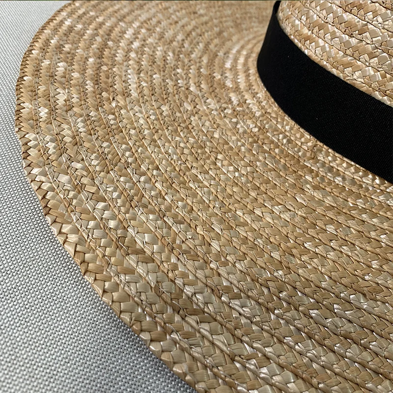 Fashion Oversized Hat Brim Foldable Giant Women Floppy Summer Sun Beach Flat Top Straw Hats Seaside Sun Shade 13cm