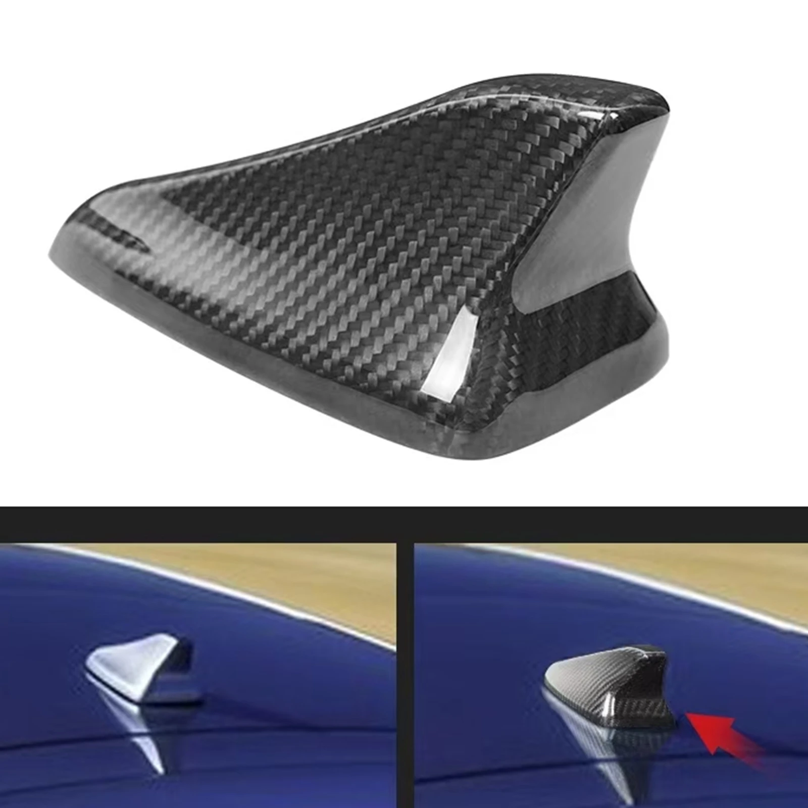 

For Hyundai Veloster JS 2019-2022 Dry Carbon Fiber Roof Shark Fin Antenna Cover Trim Cap