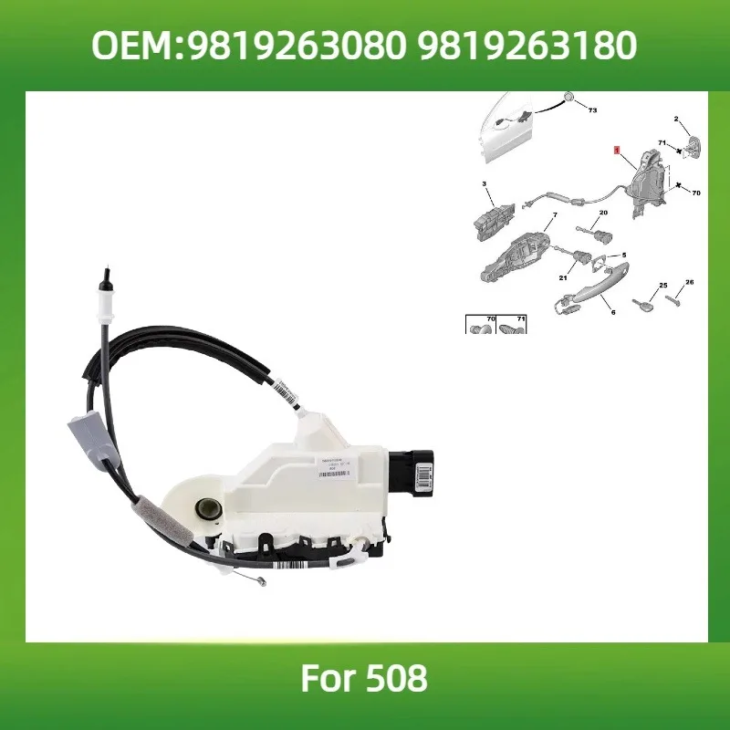 9819263080 9819263180 Compatible con Peugeot 508 Bloqueo de Puerta, Conjunto de Cerradura Electrónica, Cierre Centralizado