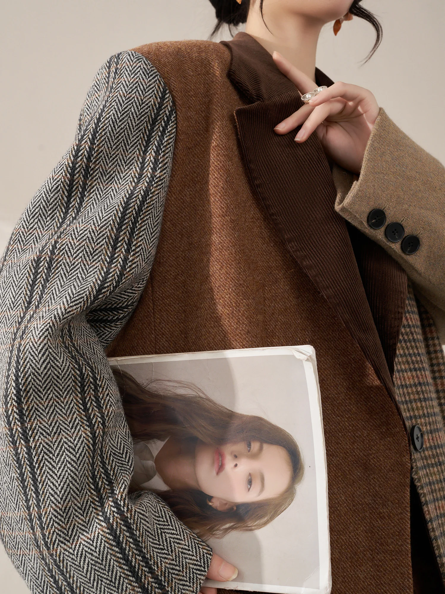 

Женское пальто Flowing Era: уникальное ретро-пальто с цветными вставками, новое, теплое, из полиэстера, с длинными рукавами, для осени и зимы