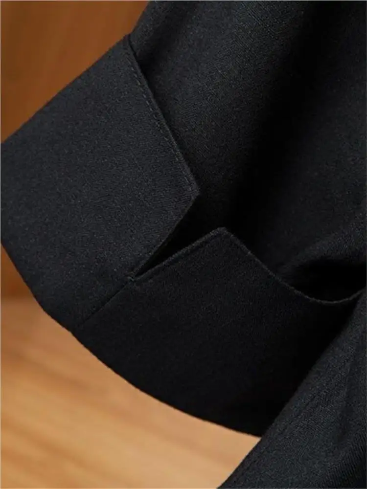 

Легкий женский кардиган из льняной ткани Ice Silk для весны и лета, повседневный, с чистым дизайном, на пуговицах, черный