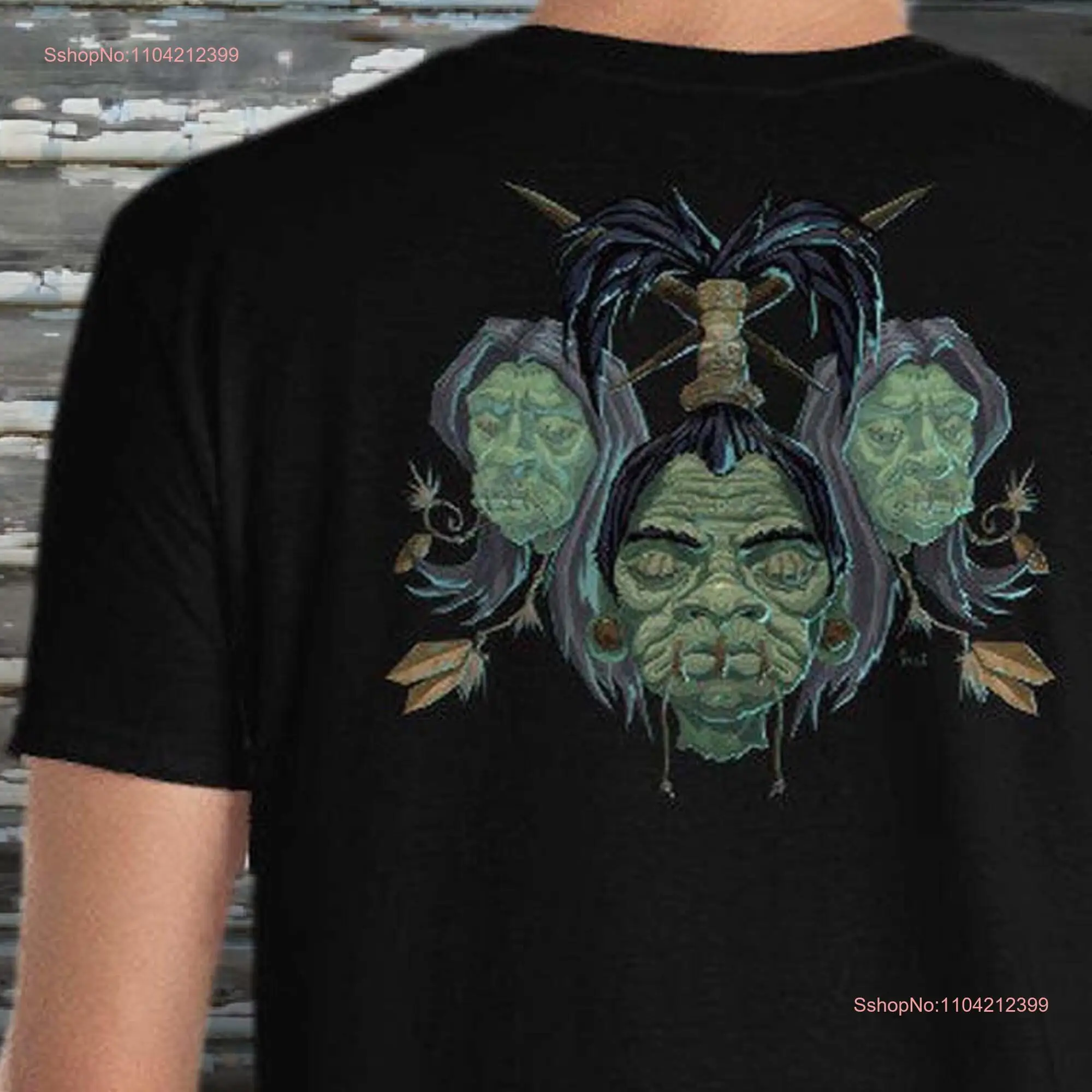 Shrunken Heads T Shirt Back Print Traded Tiki Adventure   long or short sleeves