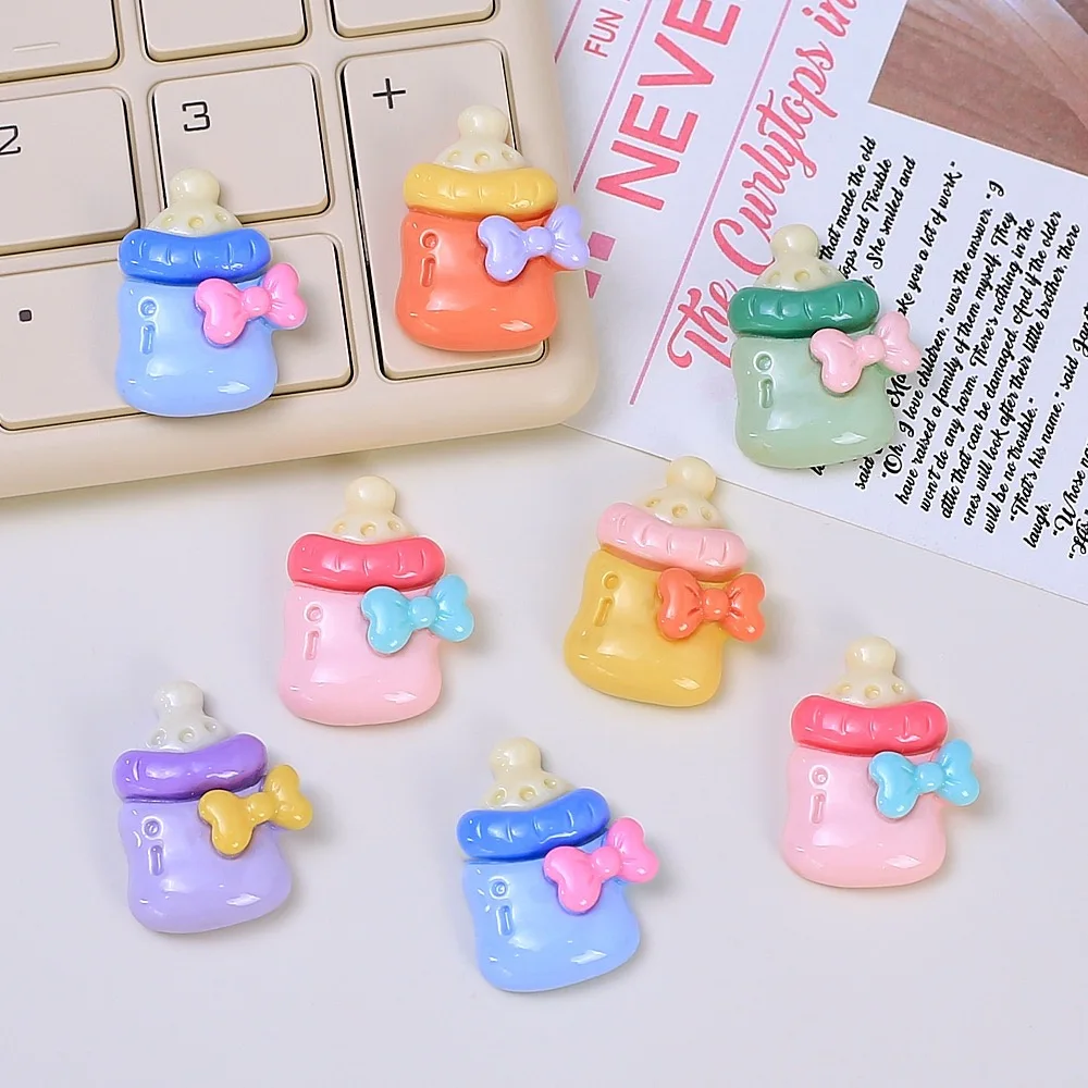 10pcs Cute Baby Feeding Bottle Resin Flatback Cabochon Figurine Scrapbooking DIY Phone Case Decoration Home Accessories Crafts
