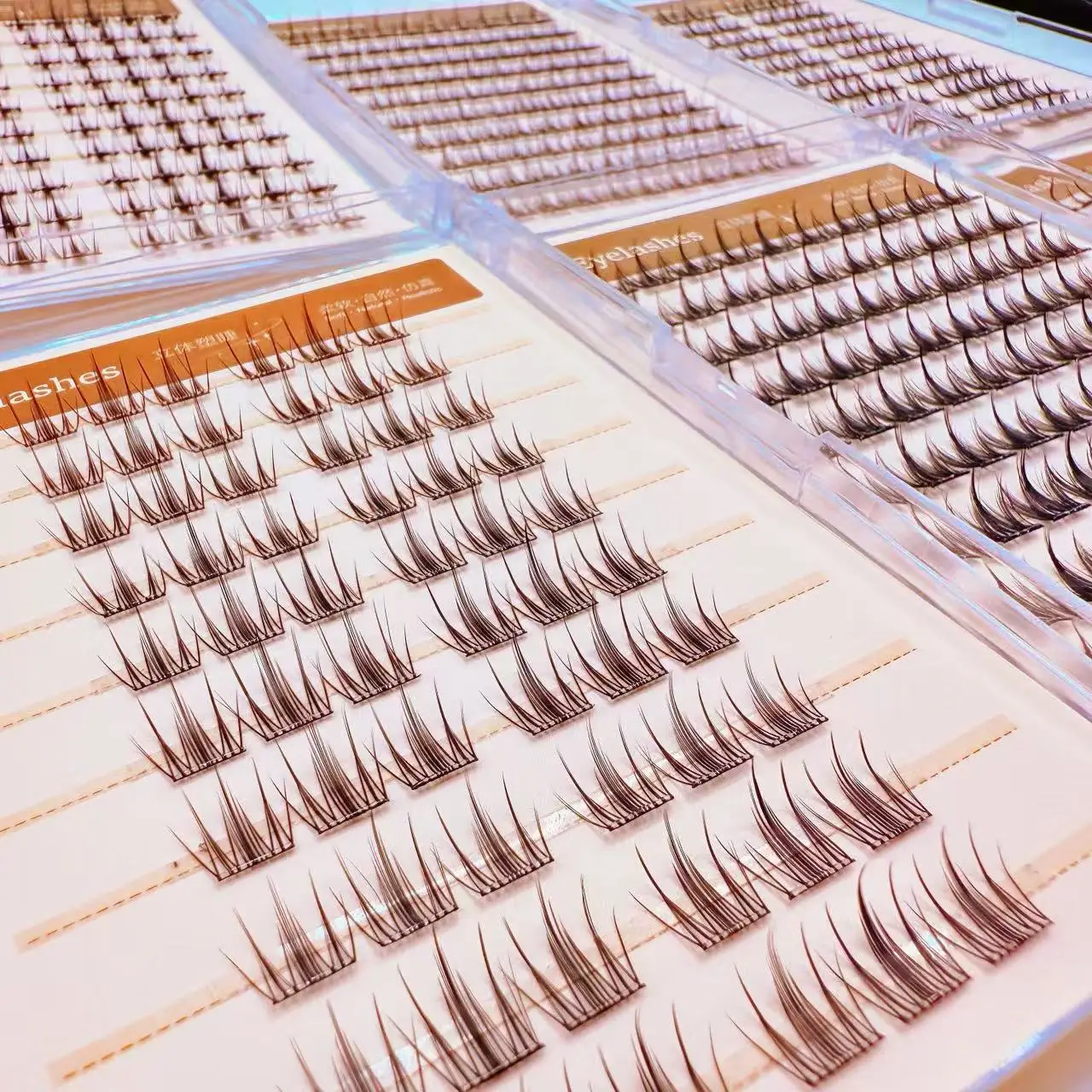 10-rij volume lijmvrije valse wimpers, wimperclusterstijl voor feest- en dagelijkse make-up