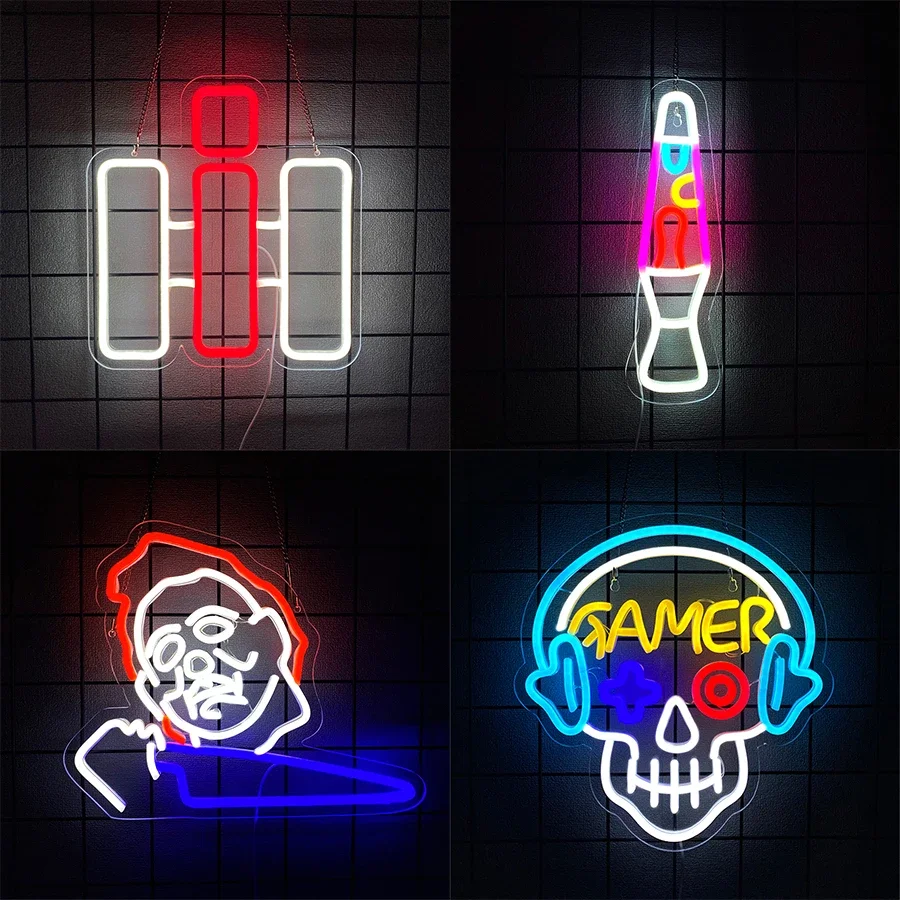 

Мультяшные значки ручной работы, игровые светодиодные неоновые вывески, используемые в спальнях, игровых комнатах, офисах, барах, декор в виде пещеры человека, рождественских подарках.