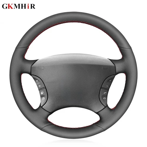 메르세데스-벤츠 S-클래스 W220 S350 S500 S600 S430 2004-2006 용 DIY 블랙 인조 가죽 자동차 스티어링 휠 커버 