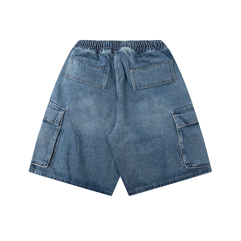 Youwenlu Men's Workwear Denim orts Summer Trend Loose Straight Leg Big ket Five-Point Casual Mid-Calf Pants