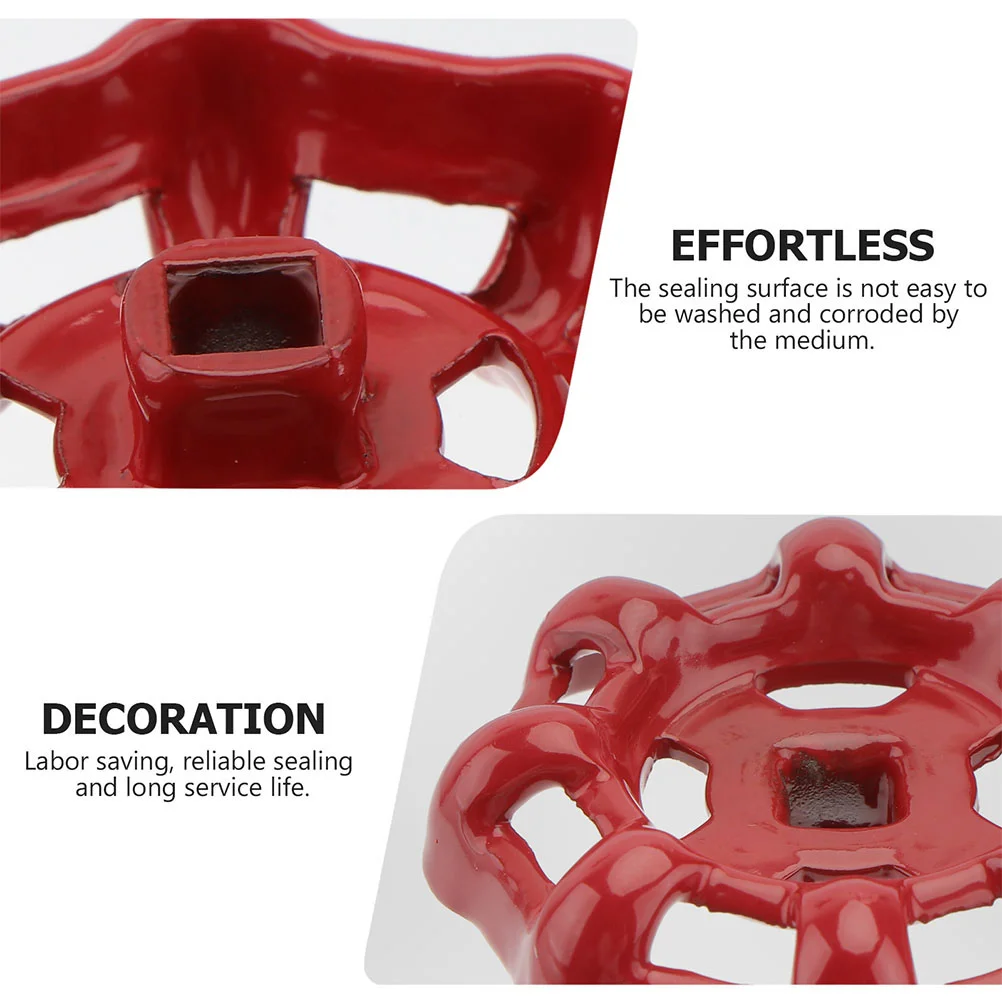 6 Pcs Outdoor Faucet Gate Valve Handle Reel Mower Ball Wheel Red Cast Iron Shutoff