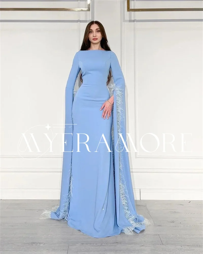 Vintage Muslim Satin Evening Dresses Mermaid Full Sleeve Floor-Length Formal Wedding Party Gown Customized فساتين سهرة