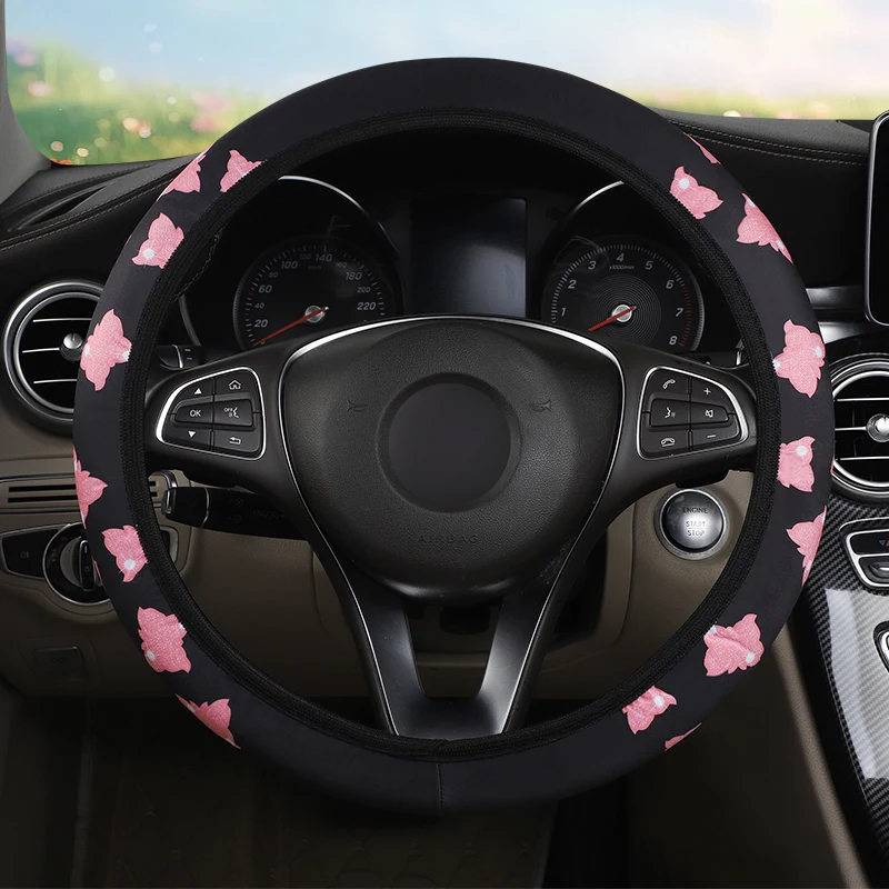 No Inner Circle 3PCS Car Steering Wheel Cover Set - Butterfly Pattern Handbrake Gear Shift Auto Interior Accessory