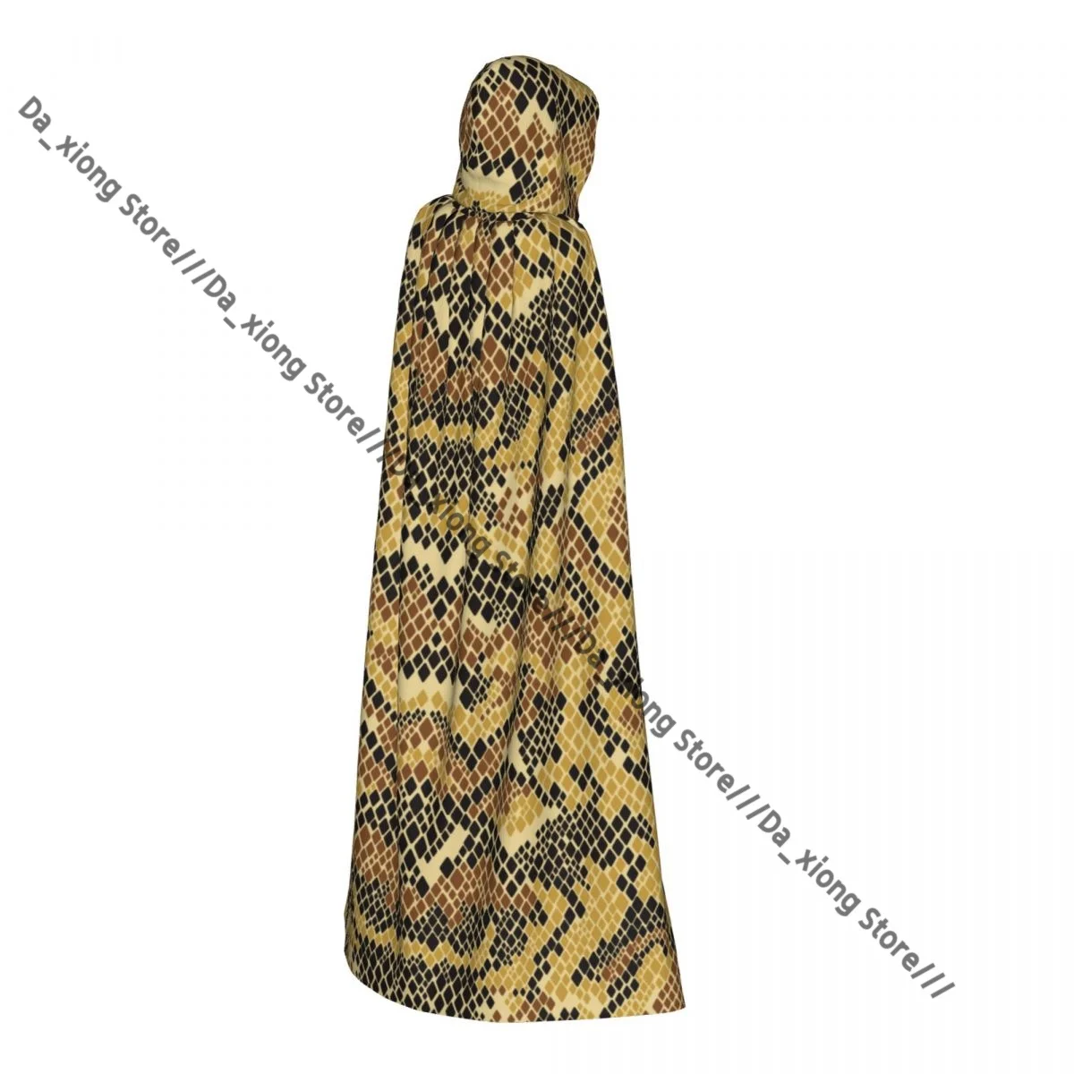 Abstract Python Snake Skin Witch Cloak Hooded Cosplay Costume Halloween Adult Long Party Cape