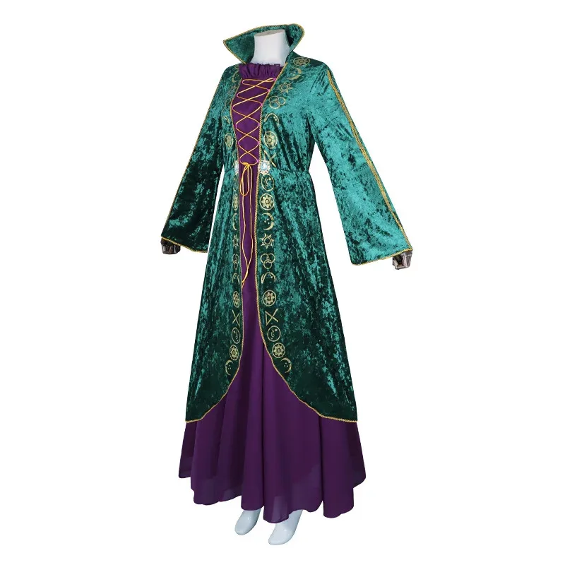 Peluca de Cosplay de Halloween Hocus Pocus Winifred Sanderson, vestido gótico Vintage para mujeres y niñas, disfraz Medieval de Reina Roja sk;m1