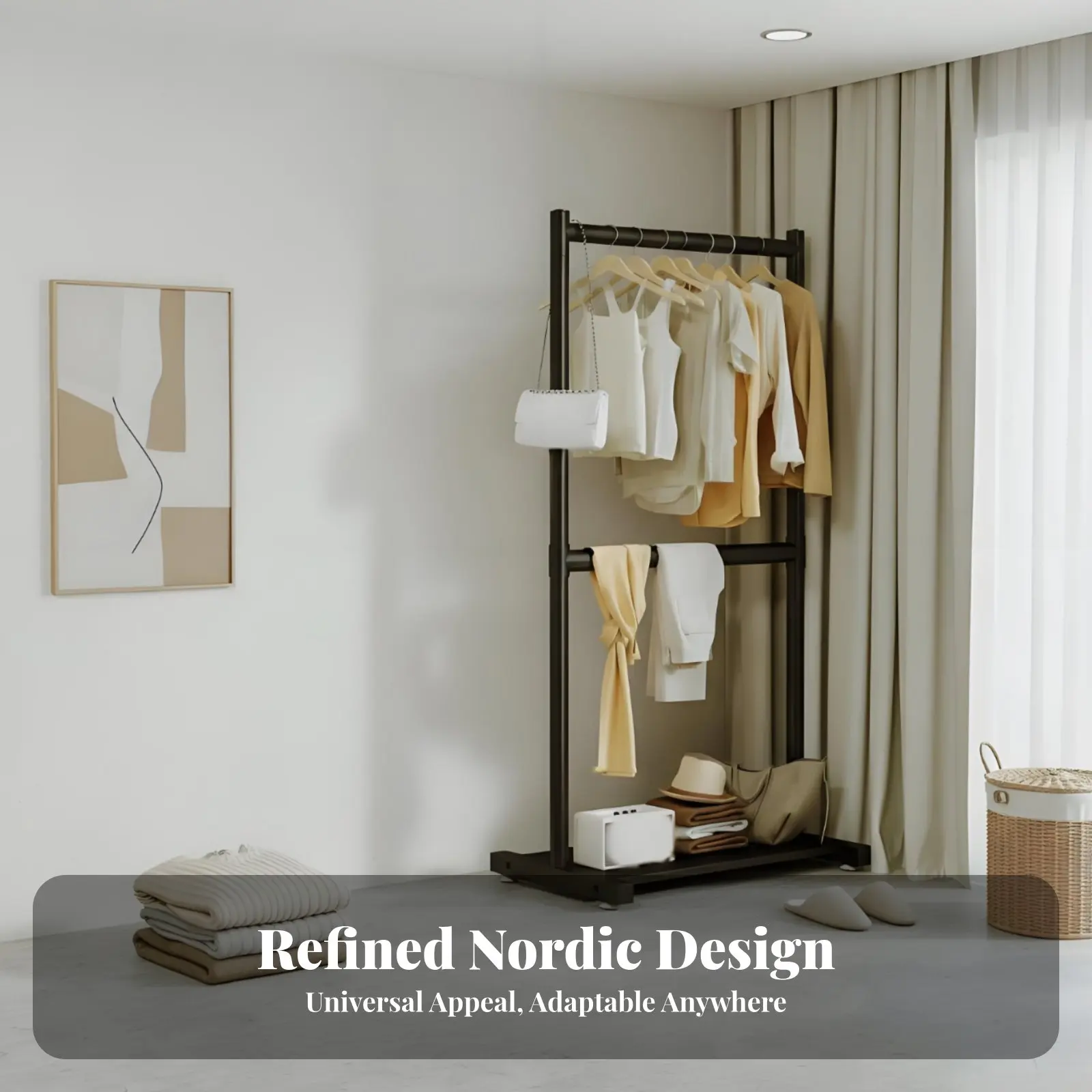 

Компактная вешалка для одежды с местом для хранения, экономящая пространство, органайзер для одежды, напольная, легко собирается.