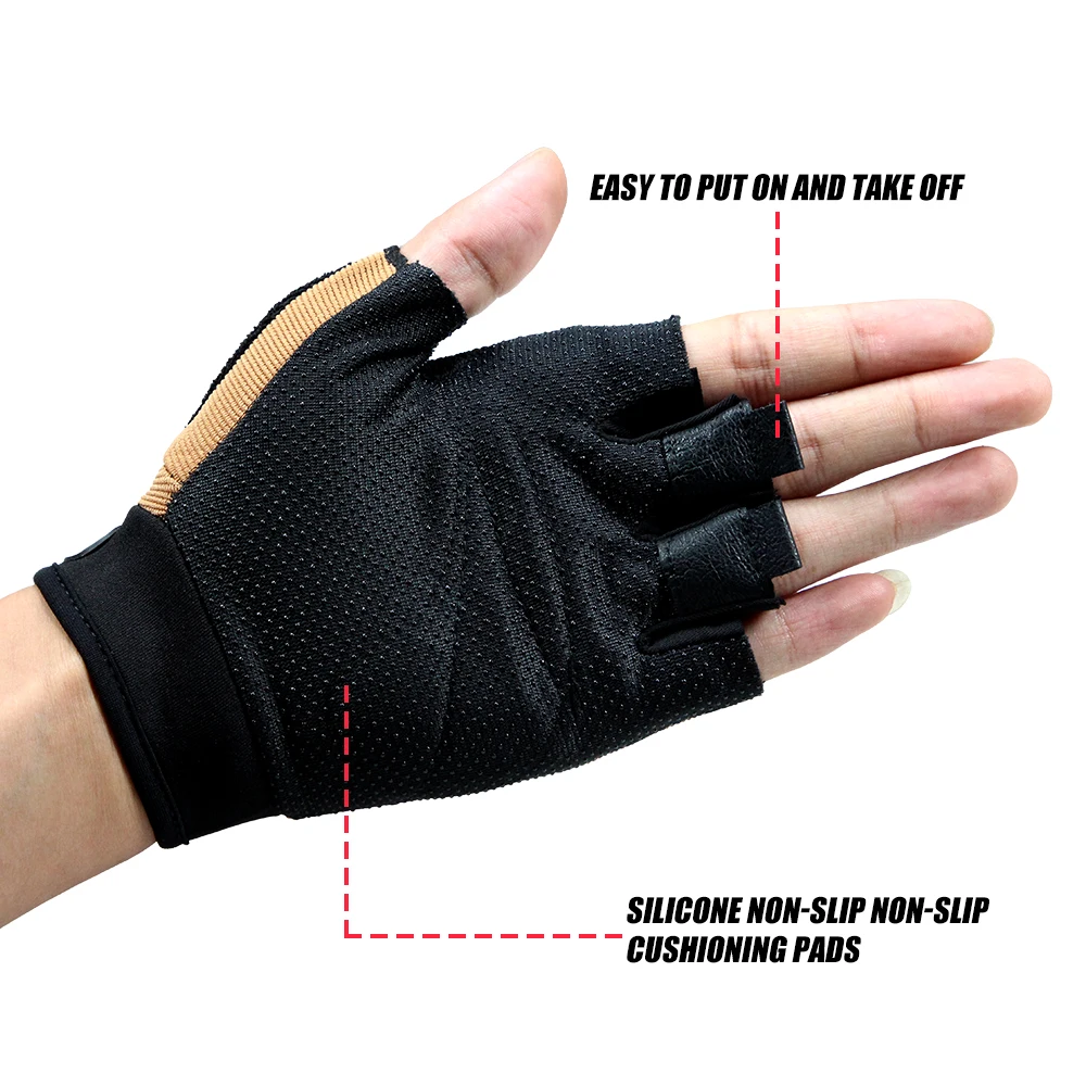 1Pair Tactical Gloves, Summer Men\'s Lightweight Breathable Outdoor Cycling Fishing Sports Non-Slip Women Half Finger Gloves