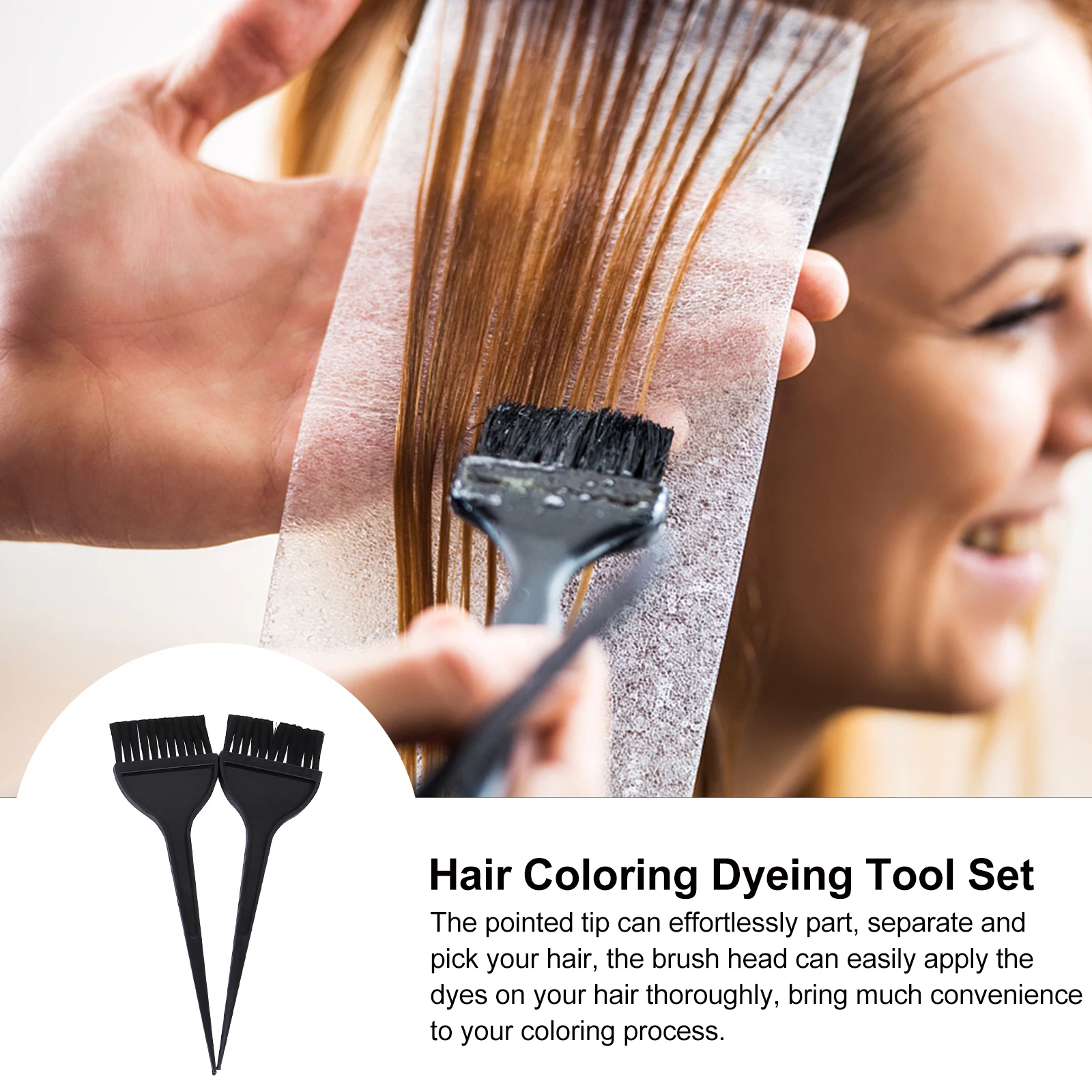 

6PCS Highlighting 2 Black Brushes 2 Hair Dyeing Cap Steel Needles Hair Dyeing Salon Use Plastic Comfort Fit