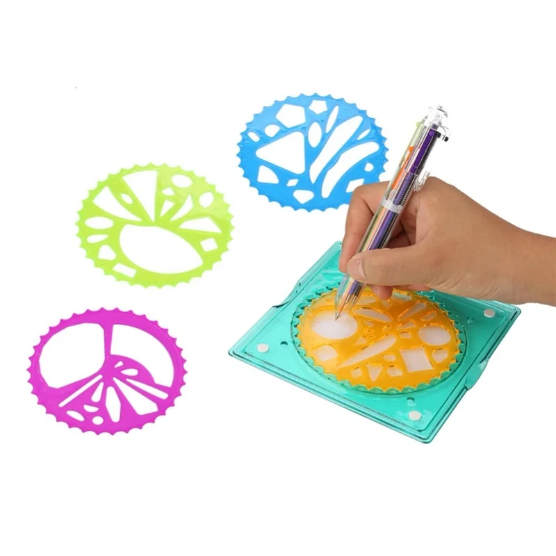 Modello di righello geometrico in plastica per bambini Strumento di disegno a spirale Giocattolo artistico Fornitura di cancelleria per bambini