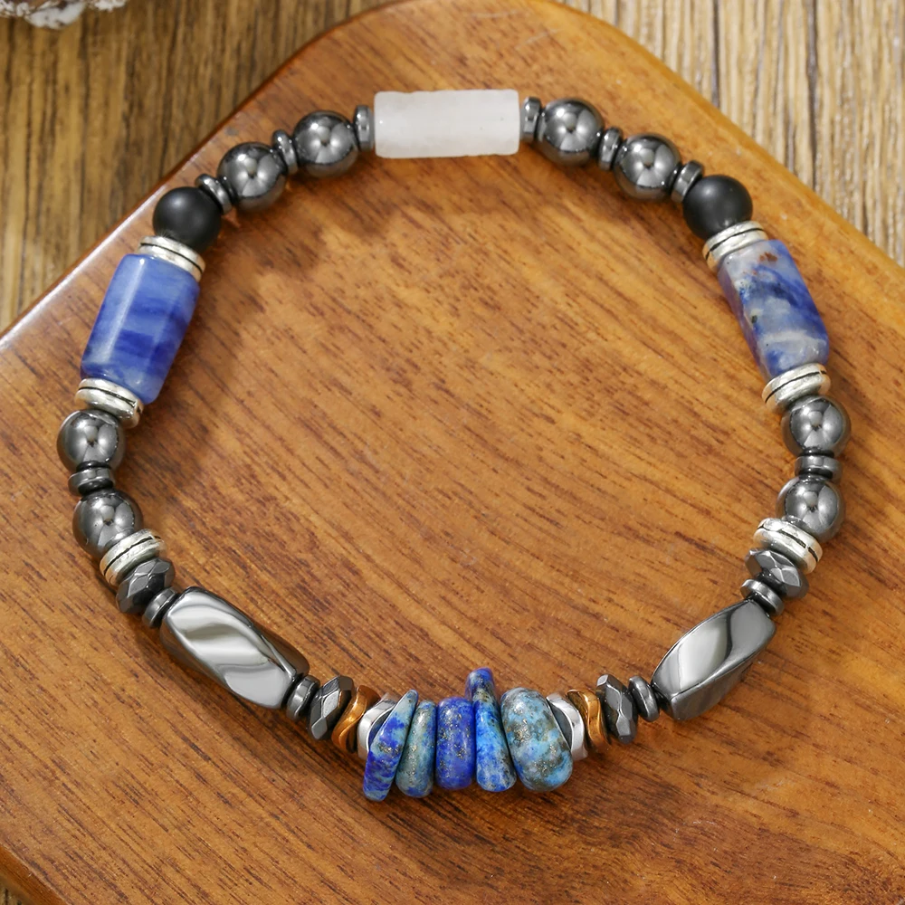 

Vintage Energy Healing Bangles Colorful Nautral Hematite Stone Beaded Bracelet for Women Boho Yoga Bracelet Health Jewelry Gift