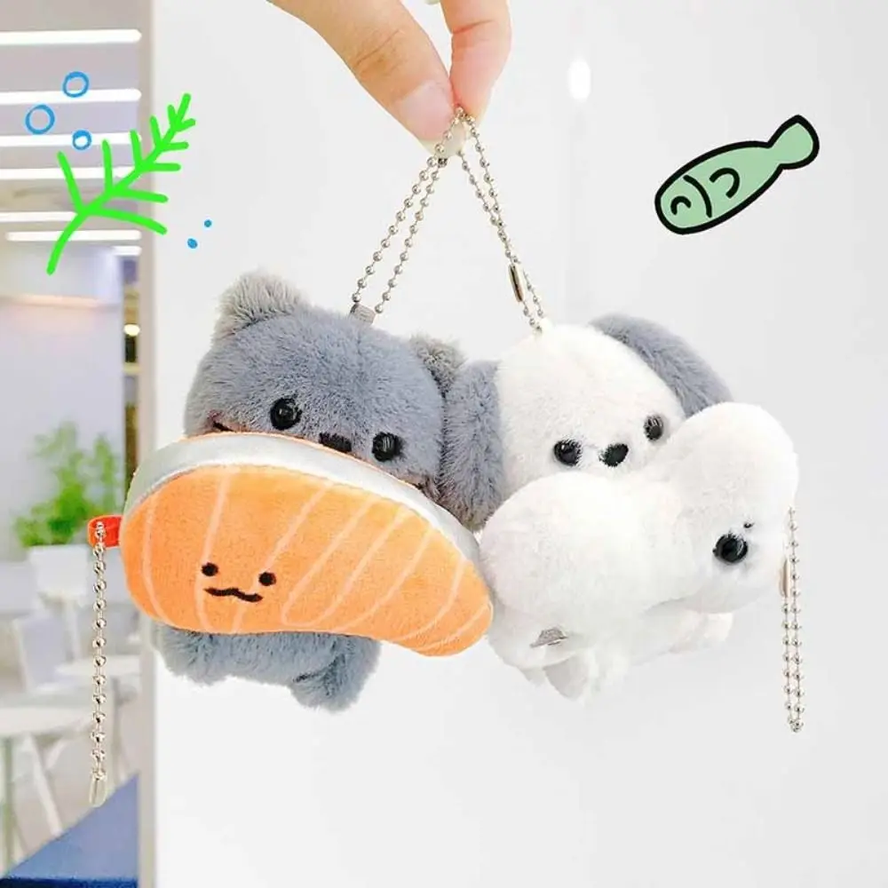 Puppy Bone Plush Magnetic Keychain Animal Doll Dog Cat Plush Doll Keyring Adorable Cute Fruit Couple Pendants For Friend