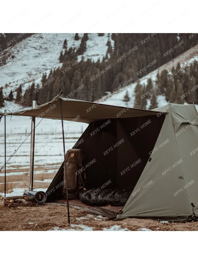 Outdoor Picnic Outdoor Camping Shelter Inflammatory Screen Cotton Light Luxury Army Green Tent