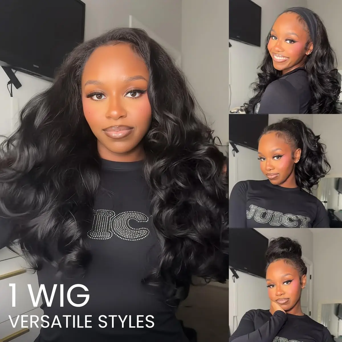 12A Body Wave Half Wig for Women 250% Density Malaysian Body Wave Human Hair Drawstring Seamless Clip Beginner Friendly