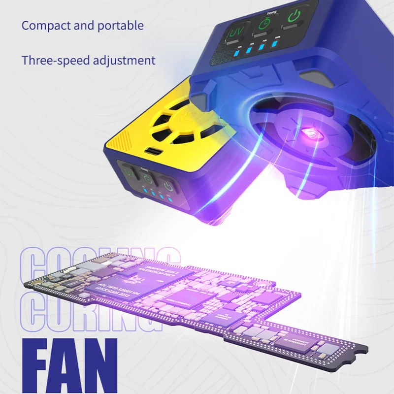 MECHANIC CUV-3 Cooling & Curing Fan with Smoke Extraction, Fast Heat Dissipation & UV Curing for Motherboard Repair Tool