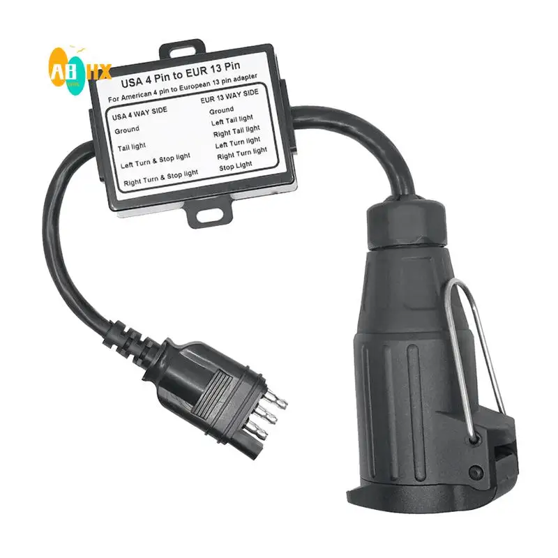 

ABHX-для автомобилей США, 4-контактная плоская розетка для европейского прицепа, 13-контактная круглая вилка, фантастический преобразователь света прицепа