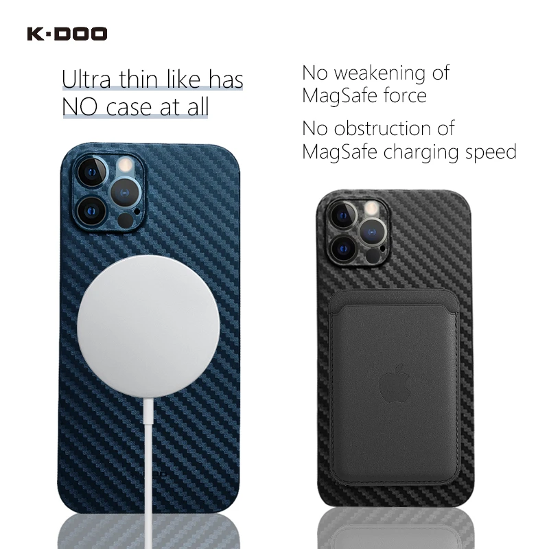 K-Doo Carbon Fiber Pattern Ultra Slim PC Case for iPhone 14 13 mini 12 14 Plus 13 Pro Max 11 Pro Max Lens Protection Phone Cover